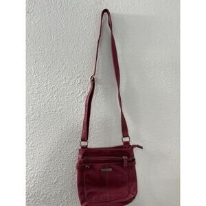 Rosetti Faux Red Leather‎ Crossbody Bag With Pockets Zippers